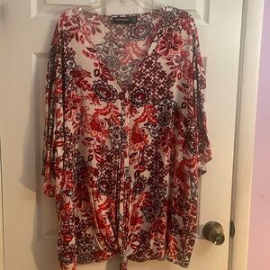 Ladies floral blouse with tie in front